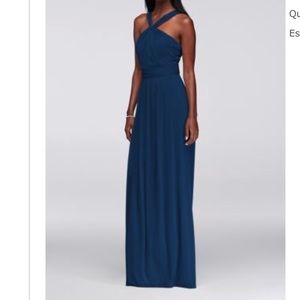 OWO David’s Bridal bridesmaid dress in the color marine (dark navy)